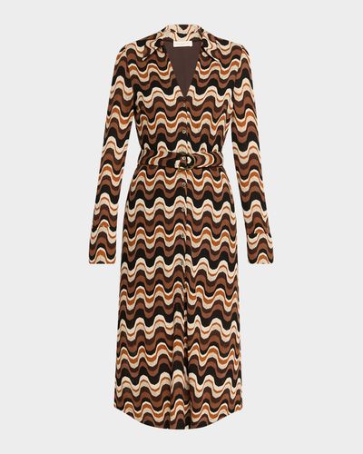 Ramy Brook Swirl Lydia Belted Midi Shirtdress
