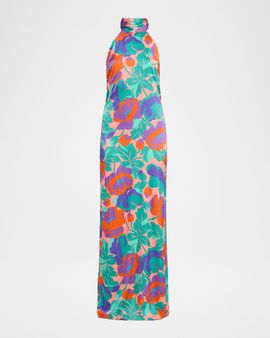 Ramy Brook Tatiana Floral-Print Halter Gown