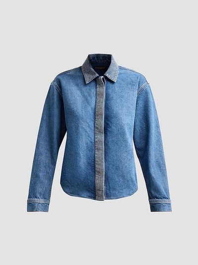 Ramy Brook Women's Alison Rhinestone-Trim Denim Shirt