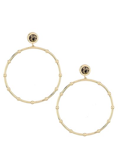 Ramy Brook Women's Angely Goldtone & Glass Crystal Hoop Drop Earrings