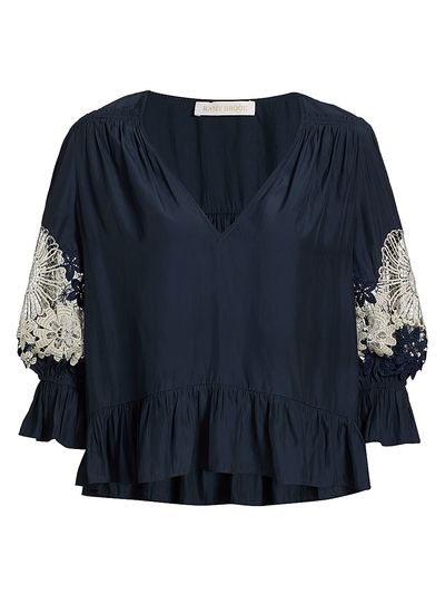 Ramy Brook Women's Berry V-Neck Lace Blouse