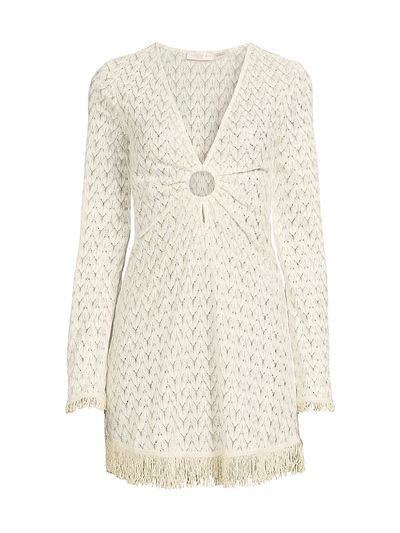 Ramy Brook Women's Cassie Fringed Chevron Minidress
