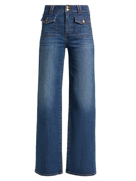 Ramy Brook Women's Fay Stretch-Cotton High-Rise Wide-Leg Jeans