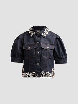Ramy Brook Women's Hailey Embellished Denim Crop Shirt