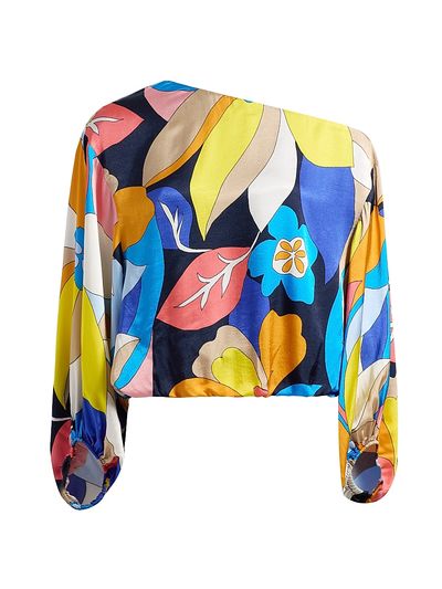 Ramy Brook Women's Hibiscus Marley Satin One-Shoulder Blouse