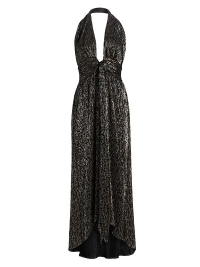 Ramy Brook Women's Jill Crinkled Metallic High-Low Dress