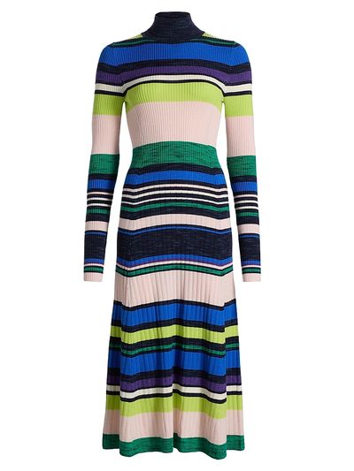 Ramy Brook Women's Monaco Striped Rib-Knit Midi-Dress