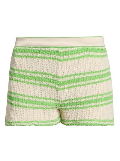 Ramy Brook Women's Olympia Striped Open-Knit Shorts