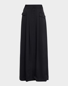 Ramy Brook Zella Pleated Satin Maxi Skirt