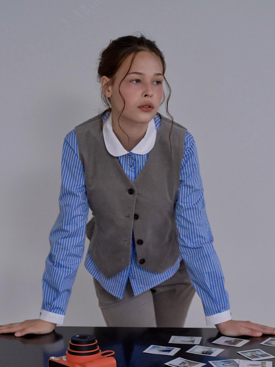 RANDOM NOISE Corduroy Vest Jacket [Green Gray]