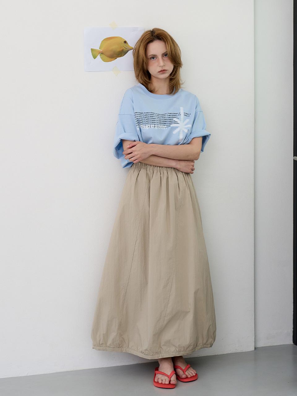 RANDOM NOISE Diagonal Balloon Skirt [Beige]