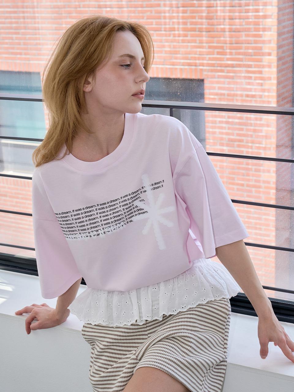 RANDOM NOISE Dream Oversized T-shirt [Pink]