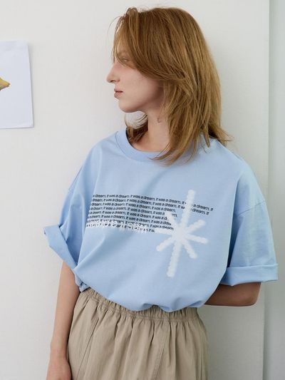 RANDOM NOISE Dream Oversized T-shirt [Sky]