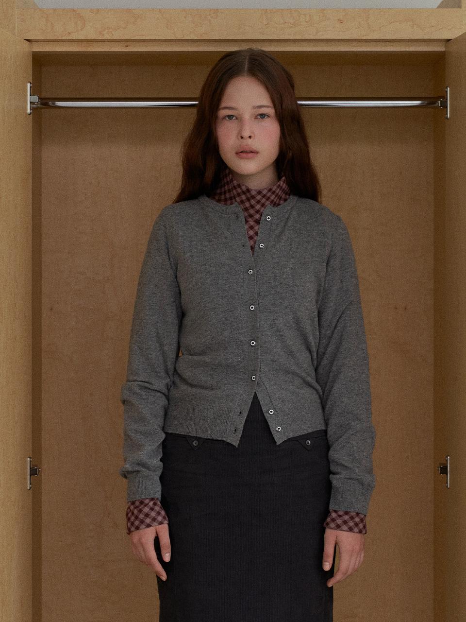 RANDOM NOISE Merino Wool Blended Cardigan [Gray]