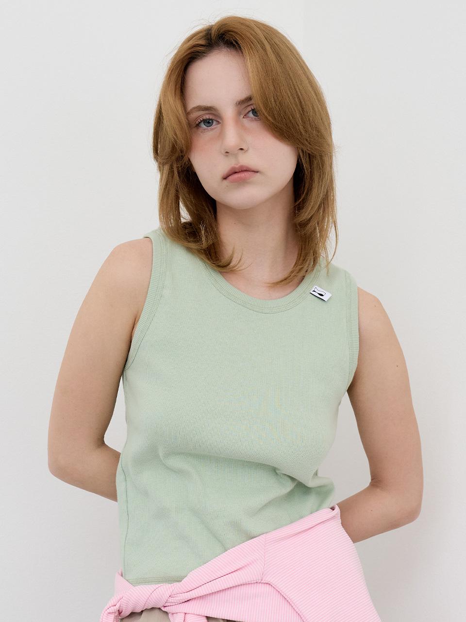 RANDOM NOISE Stitch Points Sleeveless T Tank [Green]