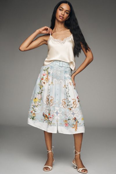 Ranna Gill Belted Seashell Midi Skirt