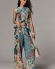 Ranna Gill Linen Blend Printed Pull-On Pants - 1