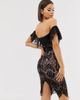 Rare Rare bardot lace midi dress in black/soft pink - 2