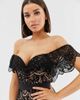 Rare Rare bardot lace midi dress in black/soft pink - 3