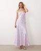 Rare Rare London bandeau scarf detail structured satin floral jacquard maxi dress in lilac-Purple - 1