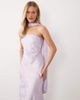 Rare Rare London bandeau scarf detail structured satin floral jacquard maxi dress in lilac-Purple - 3