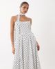 Rare Rare London removable strap scarf detail gathered hip midi dress in mono polka dot-Multi - 3