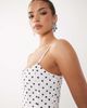 Rare Rare London removable strap scarf detail gathered hip midi dress in mono polka dot-Multi - 4