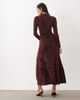 Rare Rare London ruched gathered burnout floral long sleeve maxi dress in burgundy - 4