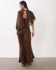 Rare Rare London satin cape detail maxi dress in brown - 4