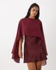Rare Rare London satin cape detail mini dress in wine-RED - 1