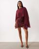 Rare Rare London satin cape detail mini dress in wine-RED - 2