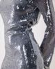 Rare Rare London sequin cowl open back detail shift mini dress in silver-Navy - 3