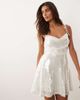 Rare Rare London sequin ruched bust tie back floaty mini dress in white-Multi - 1
