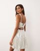 Rare Rare London sequin ruched bust tie back floaty mini dress in white-Multi - 4
