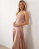 Rare Rare London stretch satin bandeau dropped waist maxi dress in light pink - 1