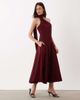 Rare Rare London structured scarf detail pleated skirt midi dress in burgundy - 1