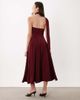 Rare Rare London structured scarf detail pleated skirt midi dress in burgundy - 2