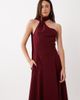Rare Rare London structured scarf detail pleated skirt midi dress in burgundy - 3