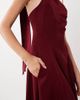 Rare Rare London structured scarf detail pleated skirt midi dress in burgundy - 4