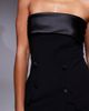 Rare Rare London tailored satin contrast button up wrap detail mini dress in black - 2