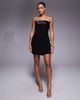 Rare Rare London tailored satin contrast button up wrap detail mini dress in black - 4