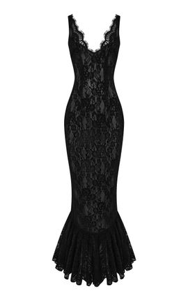 Rasario Rasario BackSlit Lace Gown