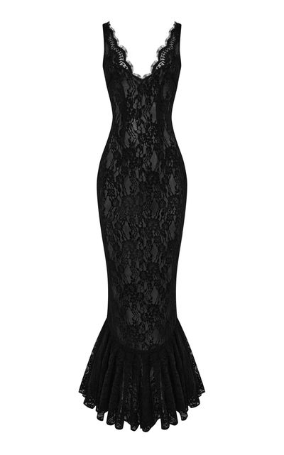 Rasario Rasario BackSlit Lace Gown
