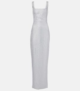 Rasario Rasario Crystal-embellished chiffon gown