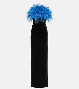 Rasario Rasario Feather-trimmed gown