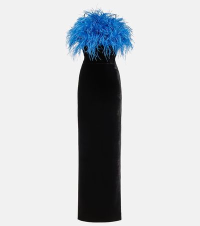 Rasario Rasario Feather-trimmed gown