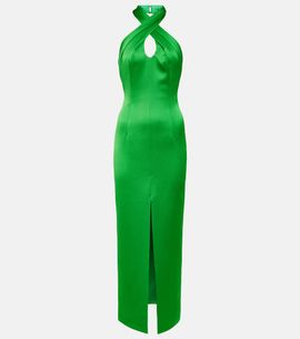 Rasario Rasario Halterneck satin midi dress