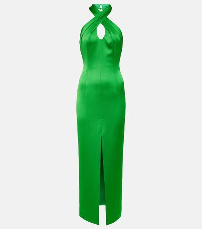 Rasario Rasario Halterneck satin midi dress