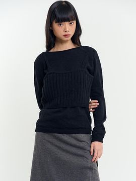 RAVEROUS Bustier Knit Set Sweater [Black]