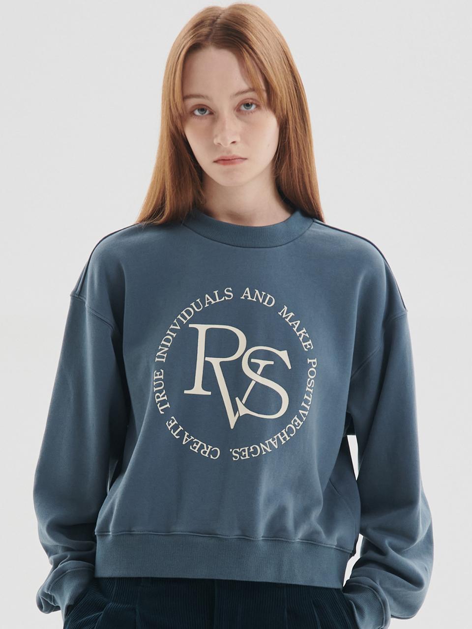RAVEROUS Campus Logo Cropped SweatShirts Blue